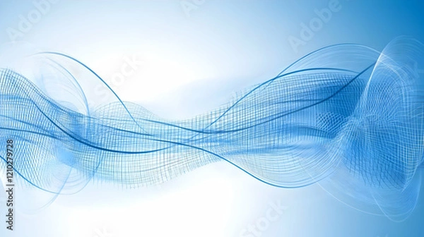 Fototapeta Blue wave abstract design, digital art, website header
