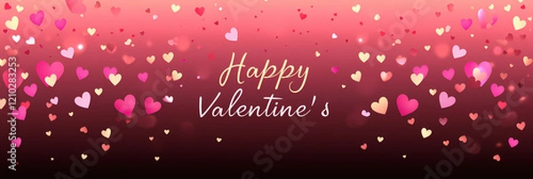 Fototapeta Happy Valentine's Day- The heart is sparkling,lots of heart shaped hearts,Web banner,