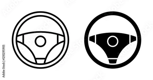 Fototapeta Steering wheel icons set in black filled and stroke line style