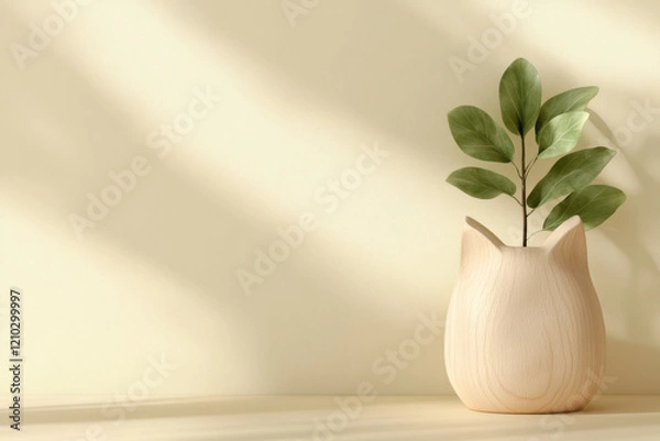 Obraz Beige Cat Vase Backdrop with Copy Space