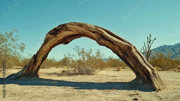 Fototapeta a large tree trunk in the middle of a desert