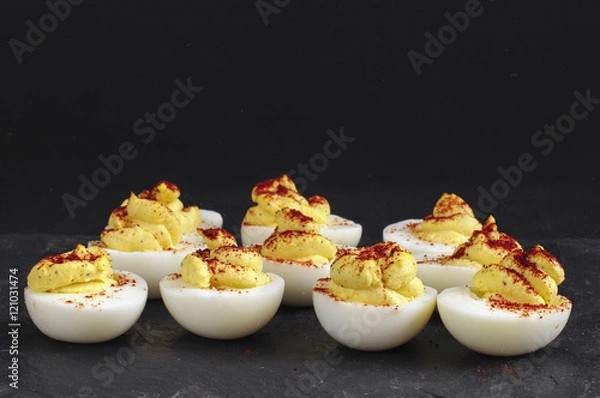 Fototapeta Homemade Spicy Deviled Eggs with Paprika