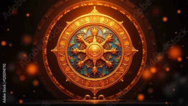 Obraz A symbol of unity and the infinite cycle, emphasizing the depth of Buddhist teaching and the sacred aesthetics of the mandala.