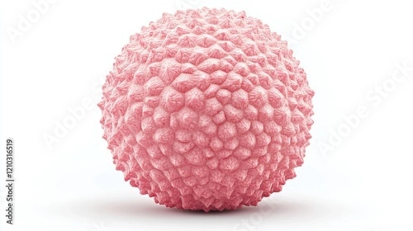 Fototapeta Close-up of a pink textured spherical structure on white background