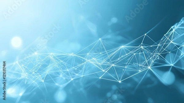 Obraz Abstract Digital Eye on Blue Technology Background Lines, Connected Dots, and Triangles 