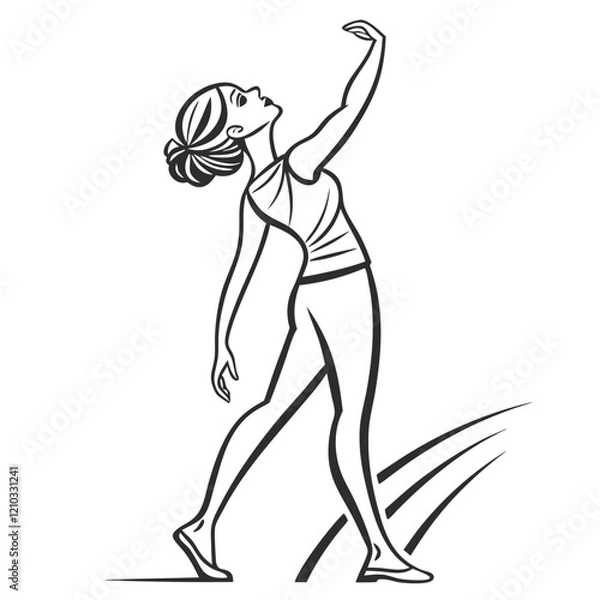 Fototapeta ballerina logo, black outline, vector graphic, transparent background
