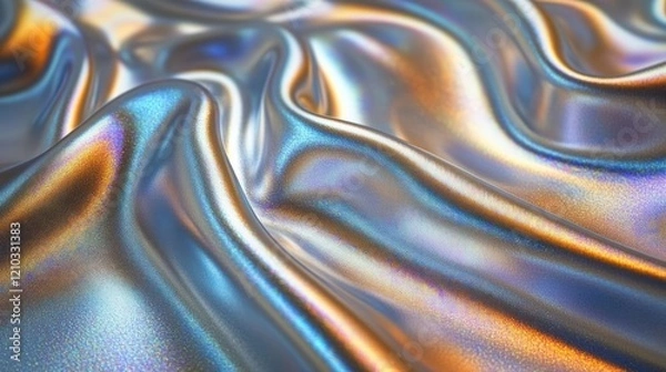 Fototapeta Iridescent silk fabric drapes, studio backdrop