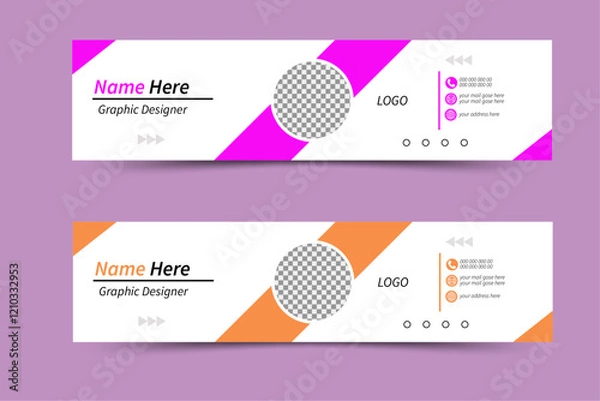 Fototapeta Business flyer Design. A bundle of 2 templates of different colors email signature template, modern business email signature templates, abstract business email signature and vector templates