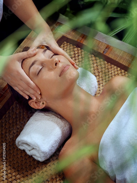 Obraz portrait of young beautiful woman in spa environment