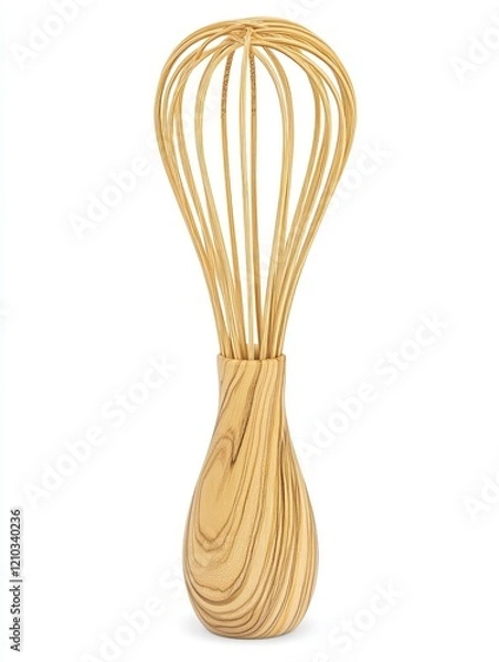 Fototapeta Wooden Matcha Whisk on White Background