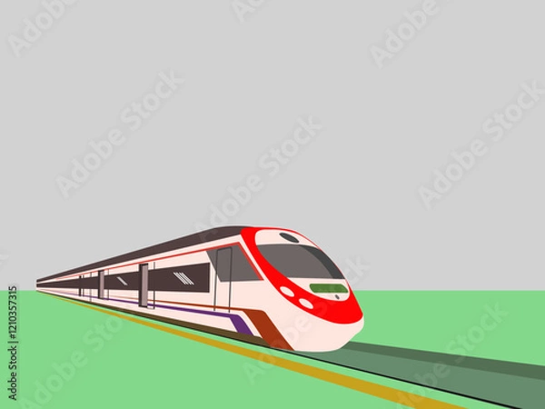 Obraz High-speed trains are running on the tracks. are running on the tracks.