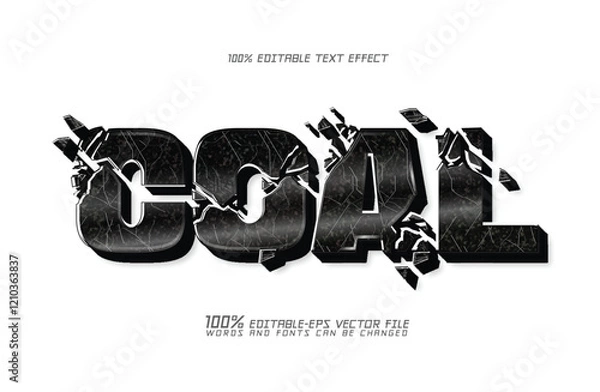 Fototapeta Cracked Coal 3D Text Effect