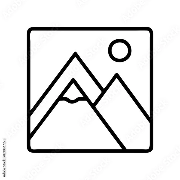 Obraz mountain view icon, mountain view line art - simple line art of mountain view, perfect for mountain view logos and icons