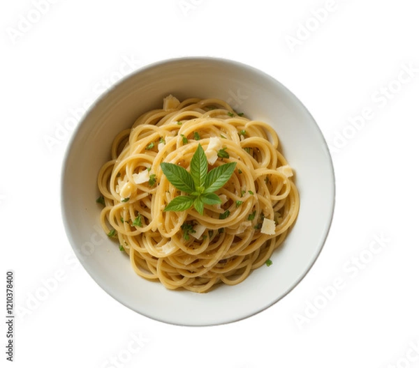 Fototapeta Top View of Bowl of Pasta PNG Image with Transparent Background for Food Designs