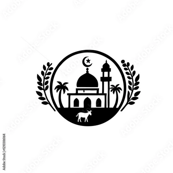 Fototapeta Simple vector logo with islamic mosque