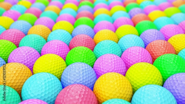 Fototapeta A massive vibrant array of colored golfballs.