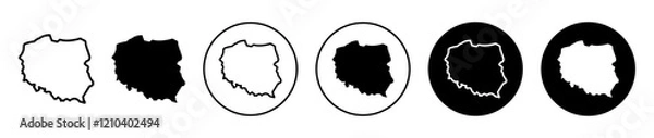 Fototapeta Poland icons set in black filled and stroke line style