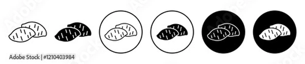 Fototapeta Sweet potato icons set in black filled and stroke line style
