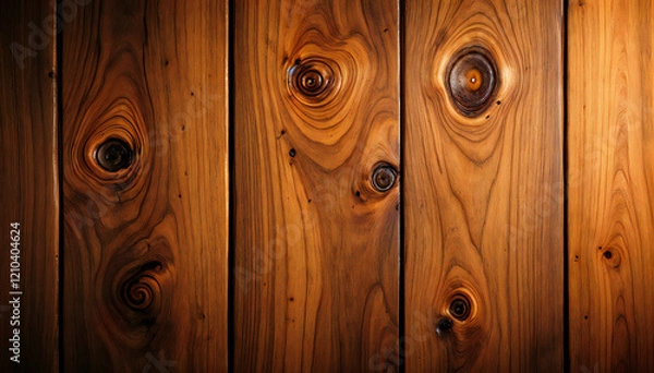 Fototapeta Dark Brown Wood Texture with Knots 