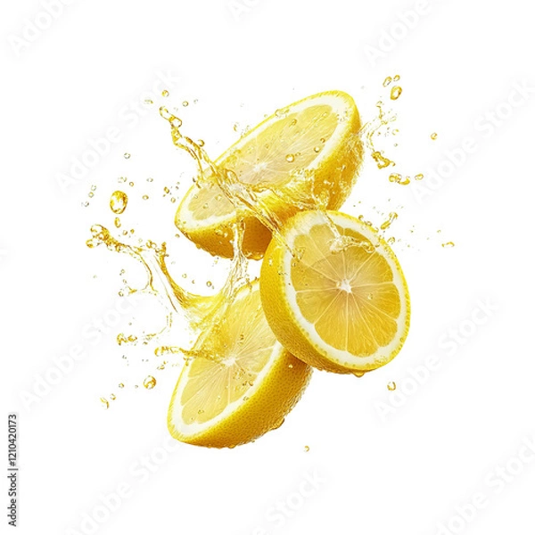 Fototapeta Lemon Splashing on Transparent Background. PNG