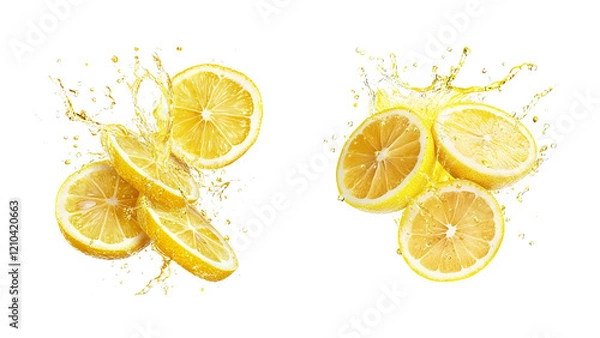 Fototapeta Lemon Splashing on Transparent Background. PNG