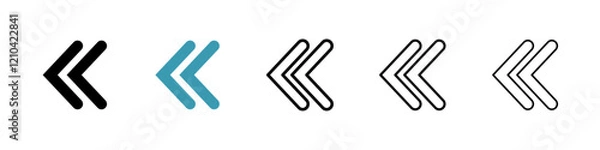 Fototapeta Previous arrow icons vector pack in black and blue colors