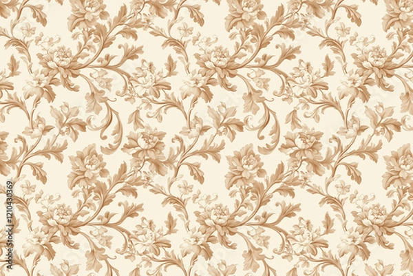 Fototapeta Floral Toile Tapestry Pattern. Vintage botanical wallpaper pattern. Background image. Created with Generative AI technology