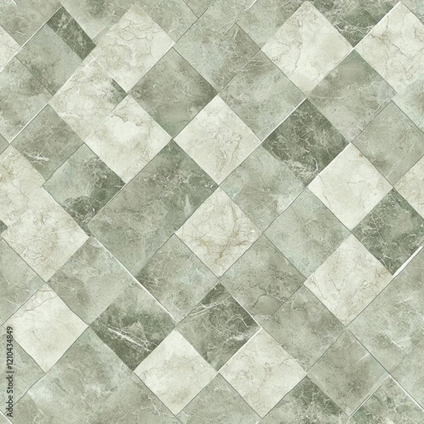 Obraz seamless of  checkered tiles seamless with green and white marble effect , isolated on white background,  , copy space, copy space for text,