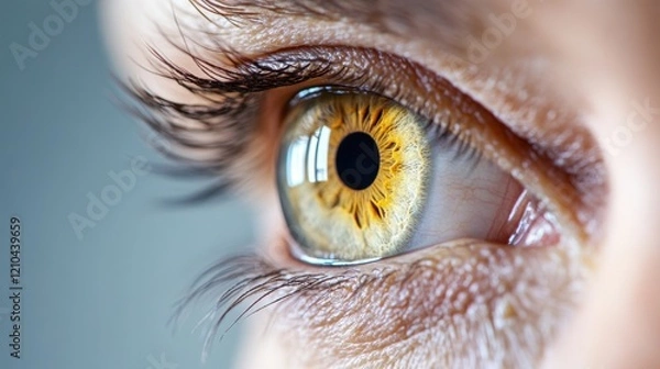 Fototapeta Close-up of a human eye showcasing detailed iris and pupil features.