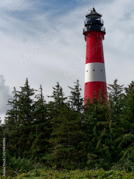 Fototapeta Hoernum lighthouse on a 16-meter-high dune