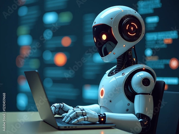 Fototapeta A Smart Ai Chatbot Uses Artificial Intelligence To Automatically Respond To Online Messages And Provide Intelligent Customer Service. 00003