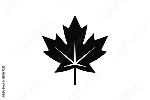 Fototapeta Canadian maple leaf black silhouette vector, maple leaf icon design  