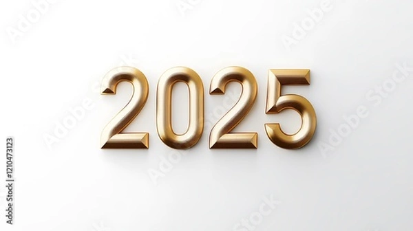 Fototapeta 3D golden numbers 2025 on a white background