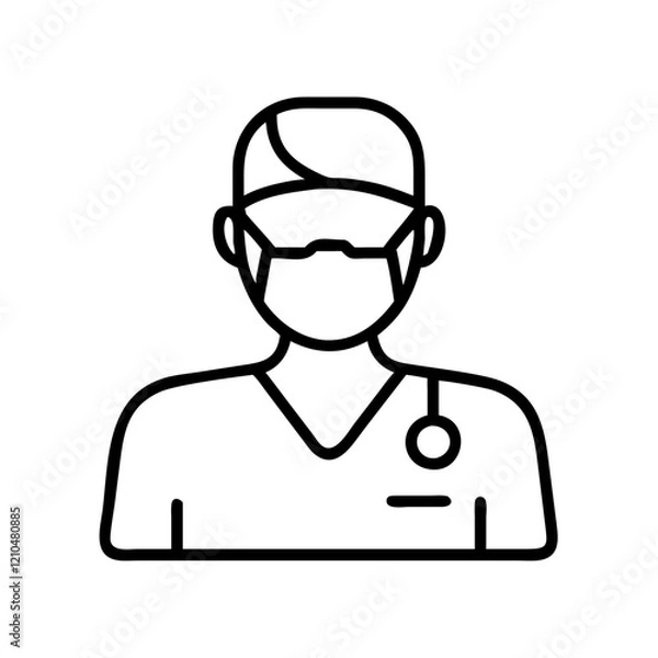 Fototapeta surgeon in scrubs icon, surgeon in scrubs line art - simple line art of surgeon in scrubs, perfect for surgeon in scrubs logos and icons