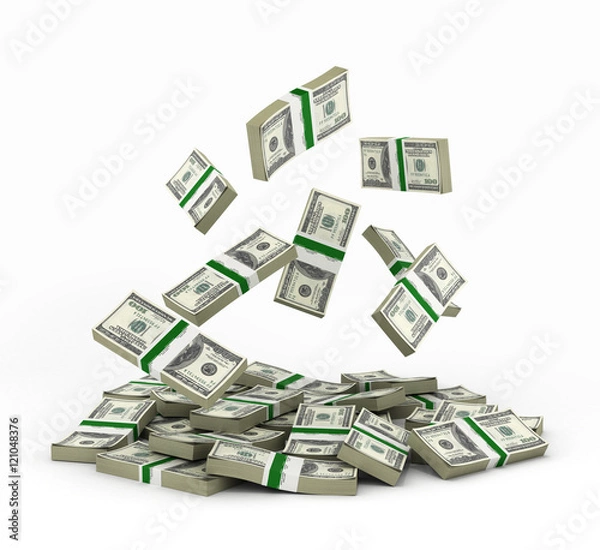 Obraz pile of money american dollar bills 3d render