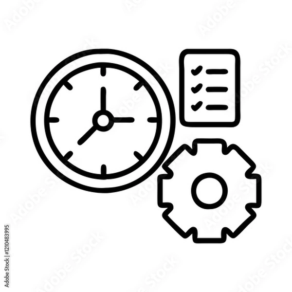 Fototapeta time management icon, time management line art - simple line art of time management, perfect for time management logos and icons