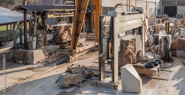 Obraz Machines for cutting marble blocks into slabs for the constructi