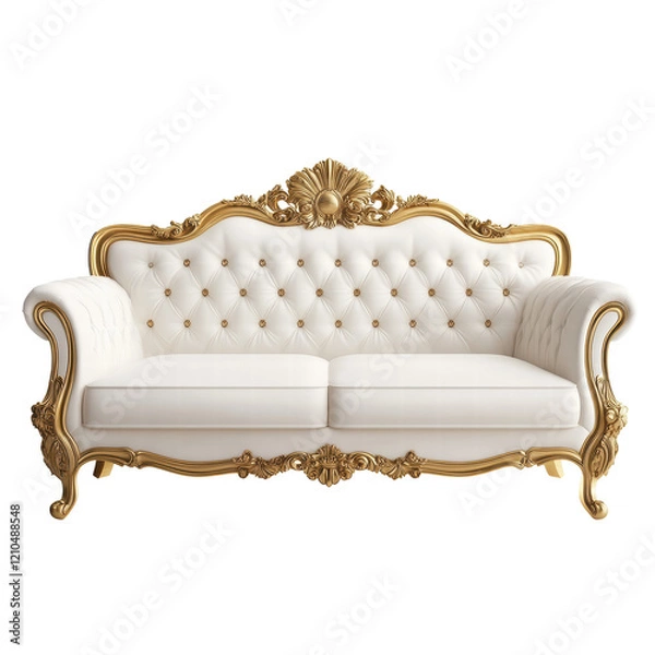 Obraz Isolated Elegant White and Gold Sofa