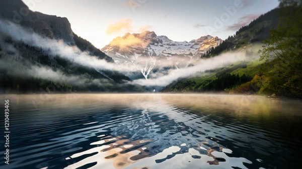 Obraz Tranquil Alpine Lake Reflection, Breathtaking Scenery
