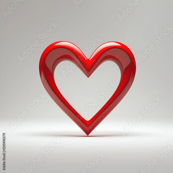 Obraz beautiful  red heart icon on white background, generative Ai