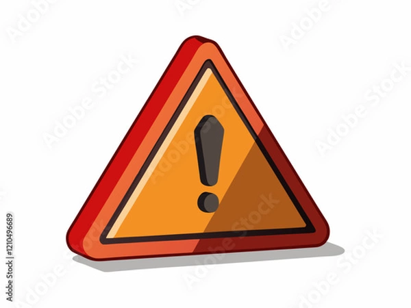 Fototapeta 3D Warning Caution icon sign symbol isolated on white background. Error alert safety concept.3d Minimal exclamation mark or attention warning icon. beware, watch out, be careful, danger. 3d render.