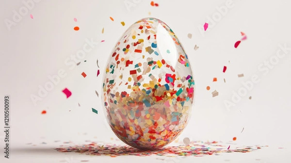 Obraz Transparent Egg with Confetti Explosion