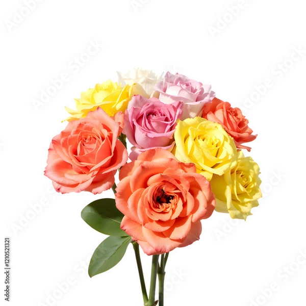 Fototapeta Bouquet of flowers isolated on transparent background. Bouquet of flowers png