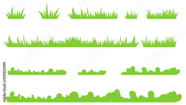 Fototapeta Grass shapes vector set isolated on white background, Flat Modern design, illustration Vector EPS 10 