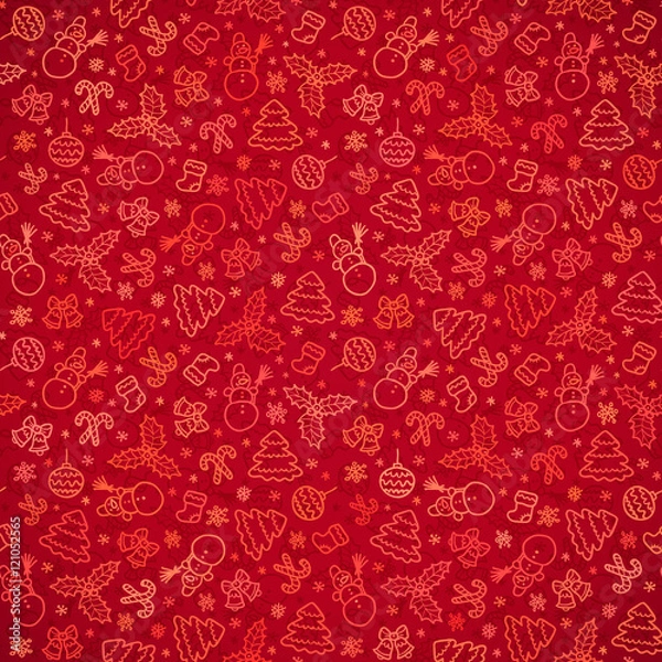 Obraz Red Christmas paper vector seamless pattern