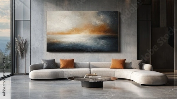 Fototapeta Abstract seascape canvas art in modern living room