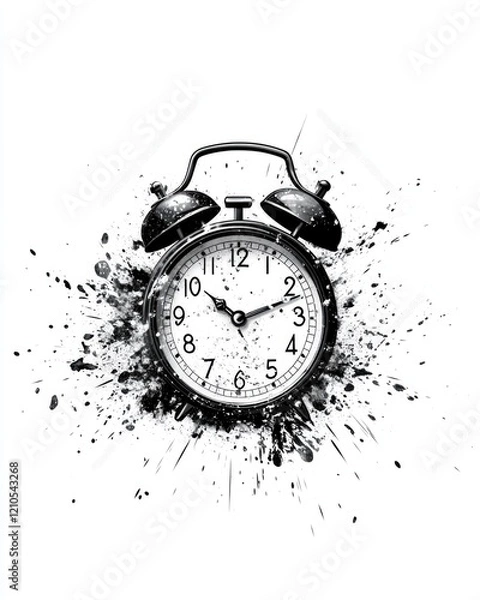 Fototapeta Classic Bell Alarm Clock Sounding on a Crisp White Backdrop