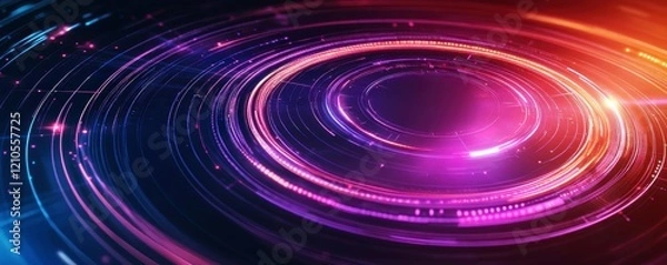 Fototapeta A vibrant, swirling pattern of colorful light trails in shades of purple, pink, and blue, evoking a sense of motion and energy in a digital space.
