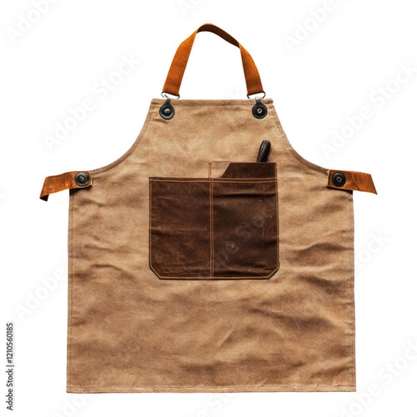 Obraz Rustic leather apron with pocket, isolated on transparent background
