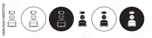 Fototapeta Burnout icons set in black filled and stroke line style